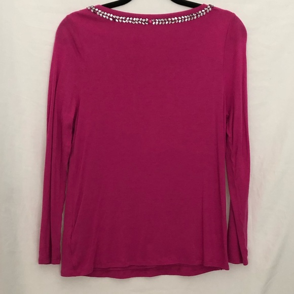 Boden • Pink Jeweled Long Sleeve Scoop Neck Top, 10 - Picture 5 of 8